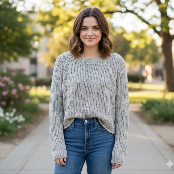 Free People Gray XS Loose Knit Sweater - Picture 2 of 9